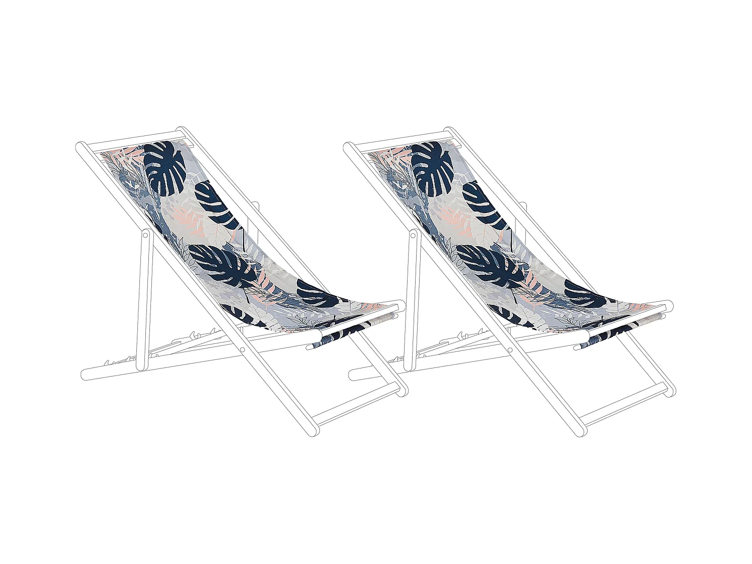 Lot de 2 tissus de remplacement pour chaises longues ANZIO/AVELLINO 113 x 44 cm Bleu