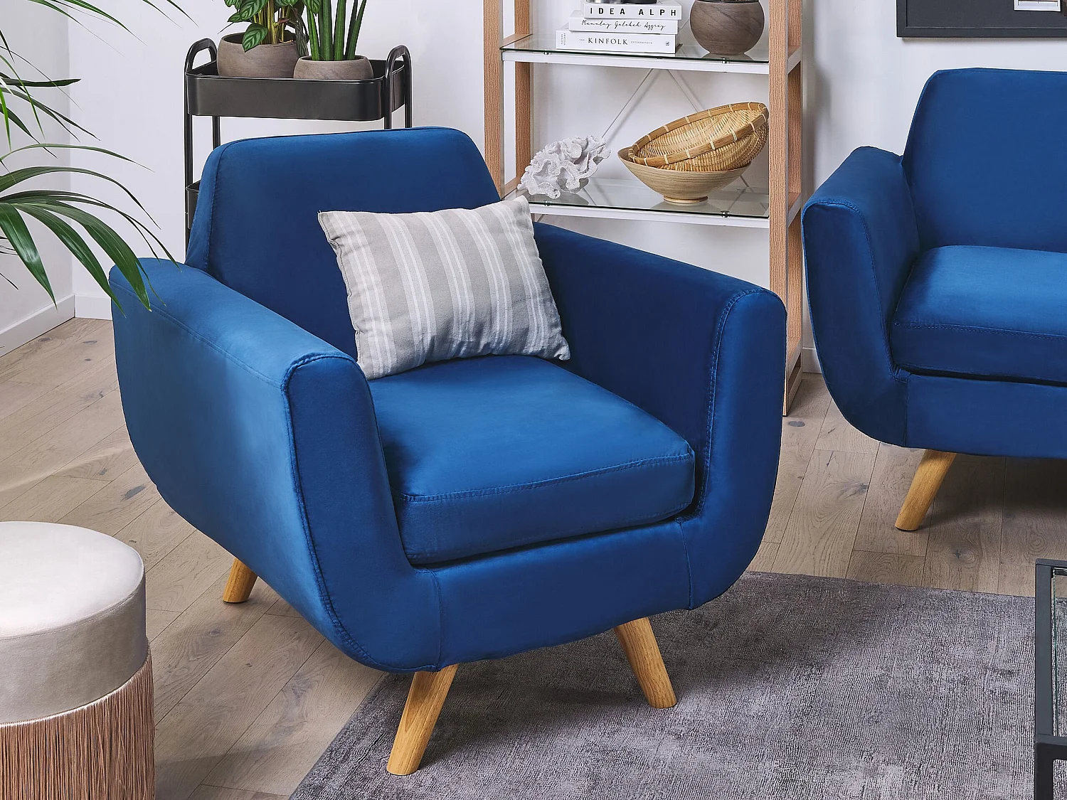 Housse de fauteuil BERNES Velours Bleu marine