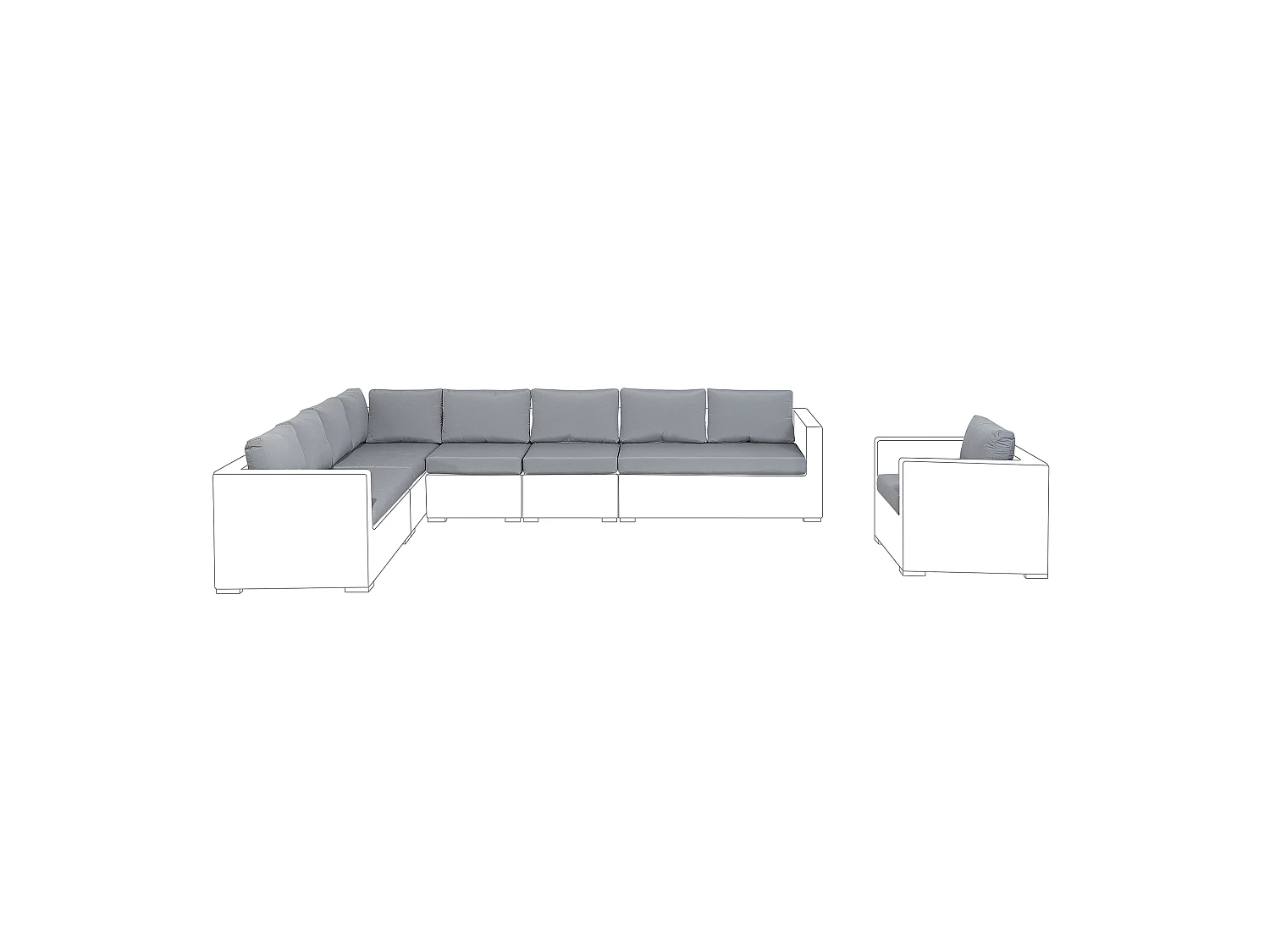 Ensemble de housses de coussins d'extérieur XXL Gris