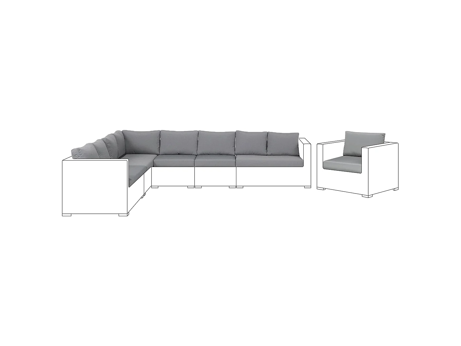 Outdoor Kissenbezug Set XXL Grau