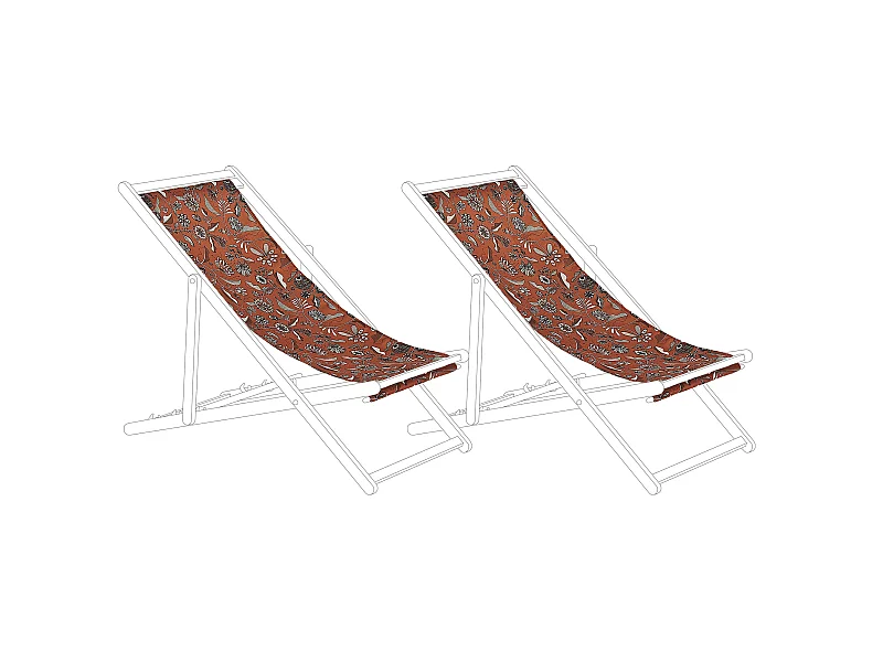 Lot de 2 tissus de remplacement pour chaises longues ANZIO/AVELLINO 113 x 44 cm Rouge