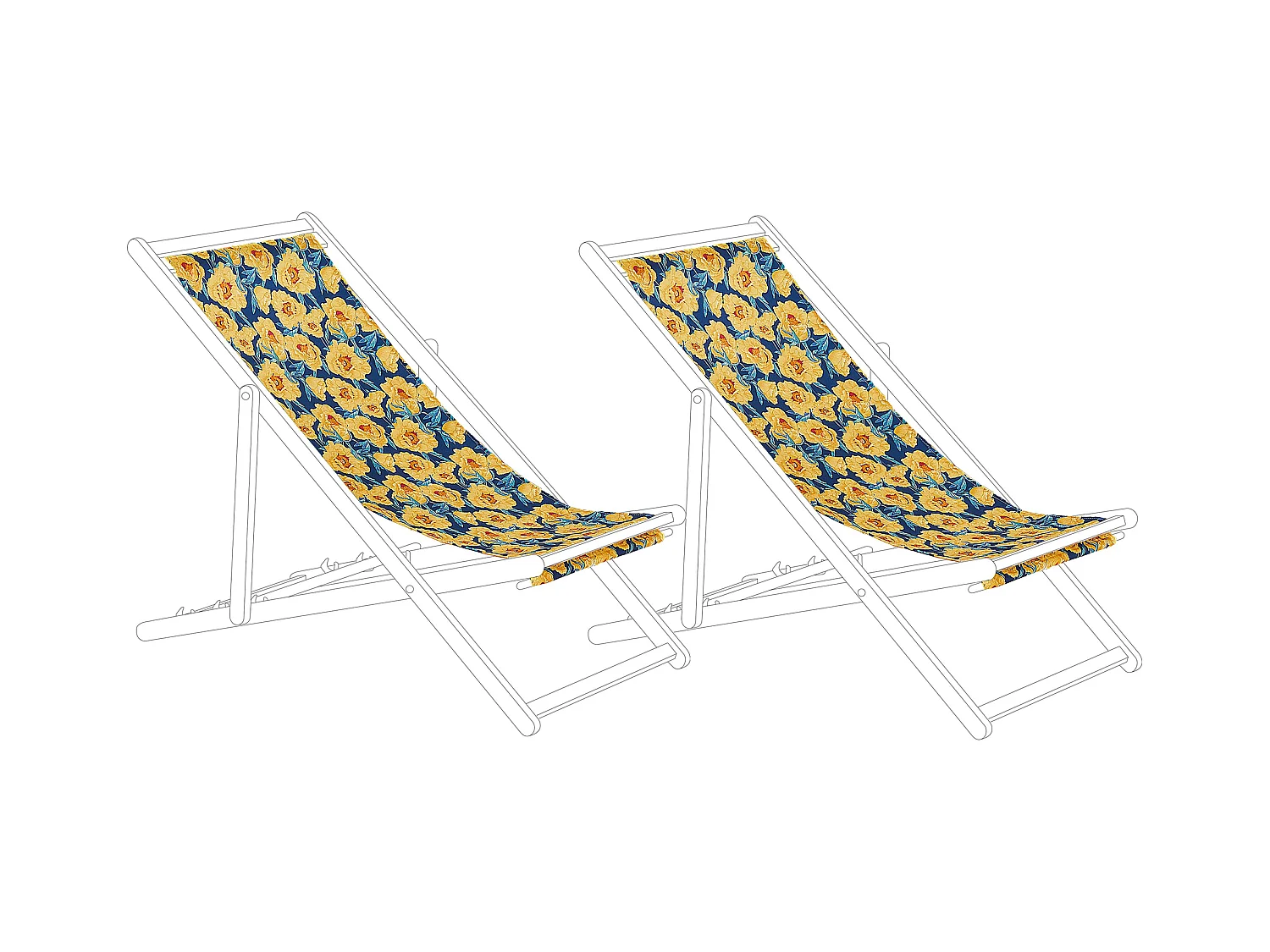 Lot de 2 tissus de remplacement pour chaises longues ANZIO/AVELLINO 113 x 44 cm Multicolore
