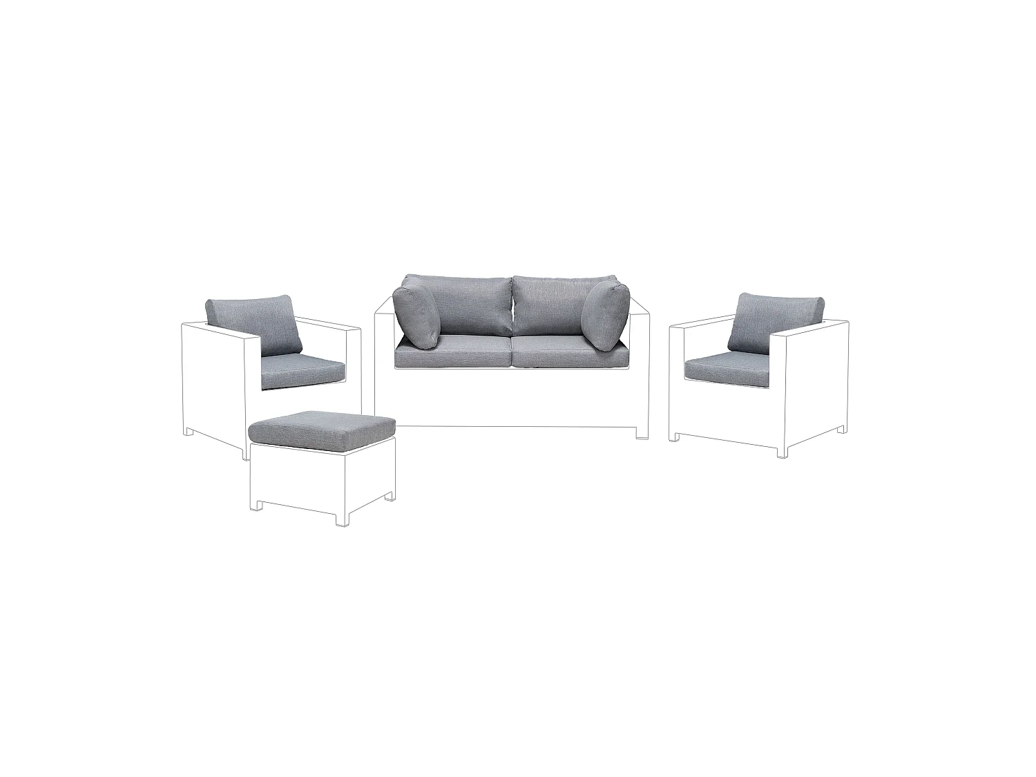 Ensemble de housses de coussins d'extérieur MILANO Gris
