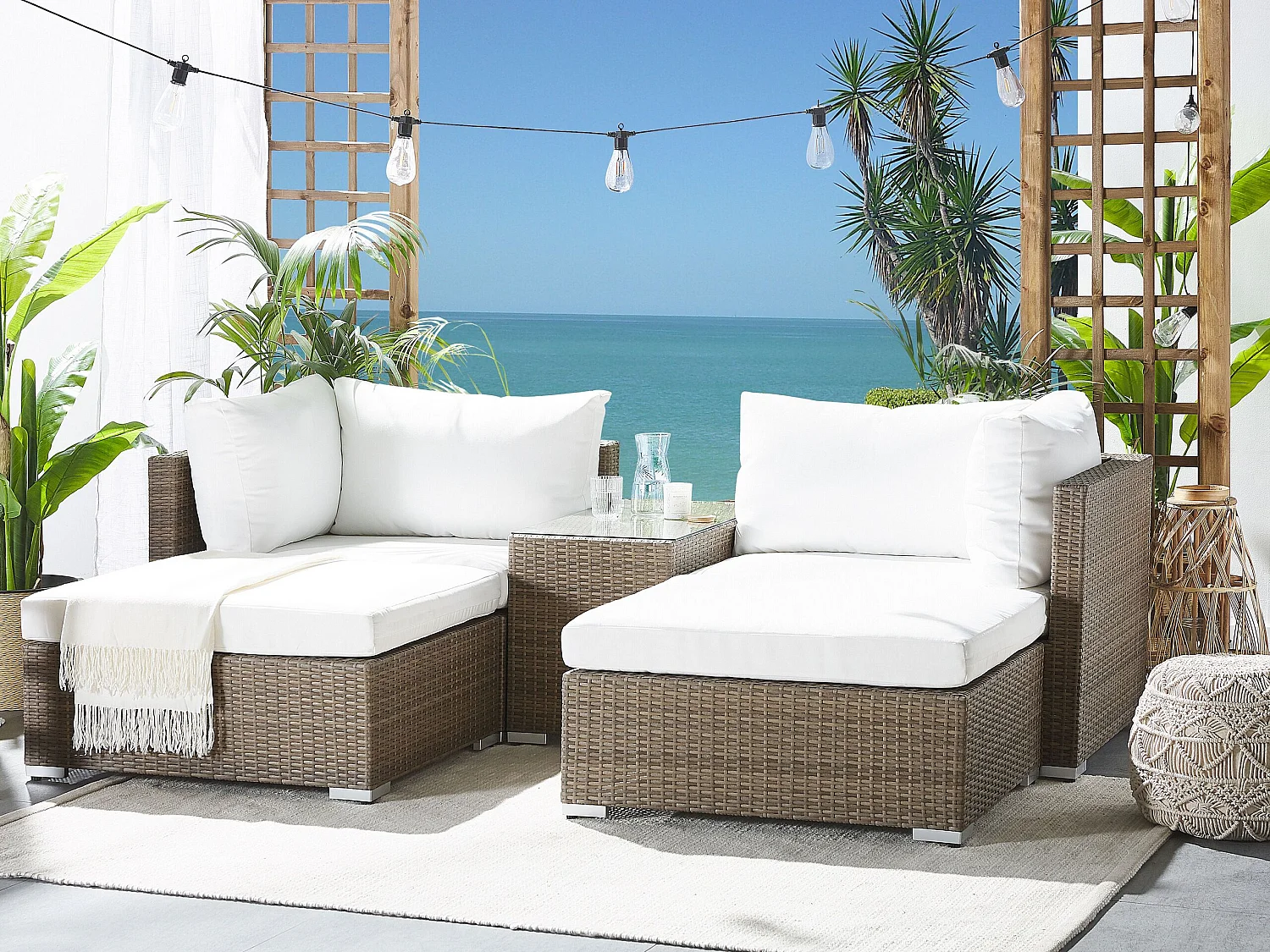 Outdoor Kissenbezug Set NOTO Cremeweiss