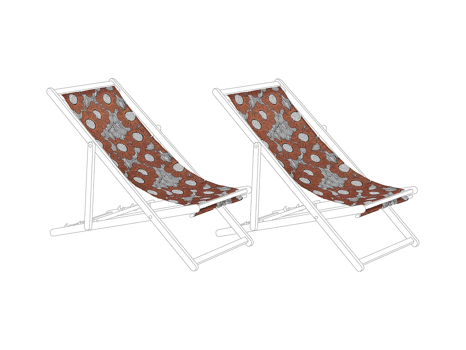 Lot de 2 tissus de remplacement pour chaises longues ANZIO/AVELLINO 113 x 44 cm Rouge
