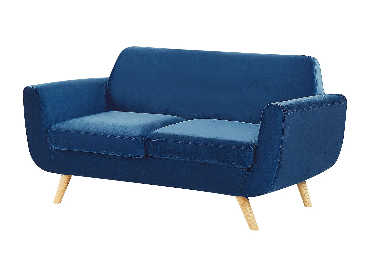 Abziehbarer Bezug für 2-Sitzer Sofa Samtstoff marineblau Bernes