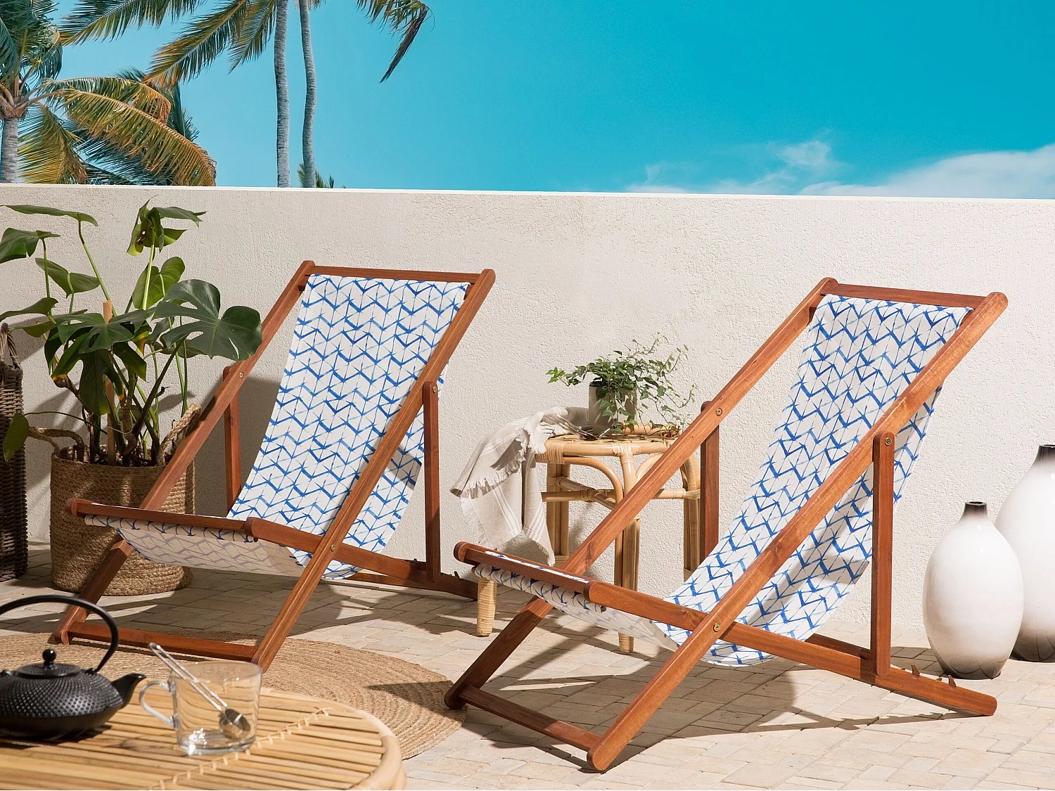 Lot de 2 tissus de remplacement pour chaises longues ANZIO/AVELLINO 113 x 44 cm Bleu