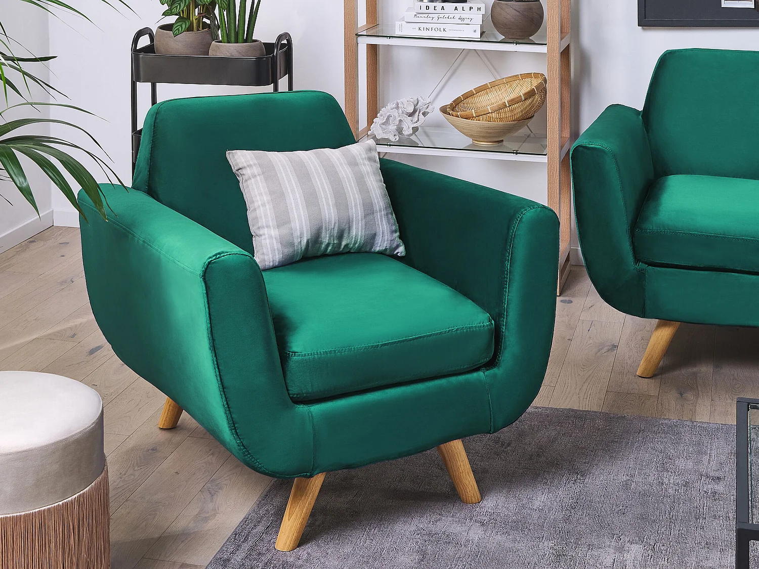 Housse de fauteuil BERNES Velours Vert