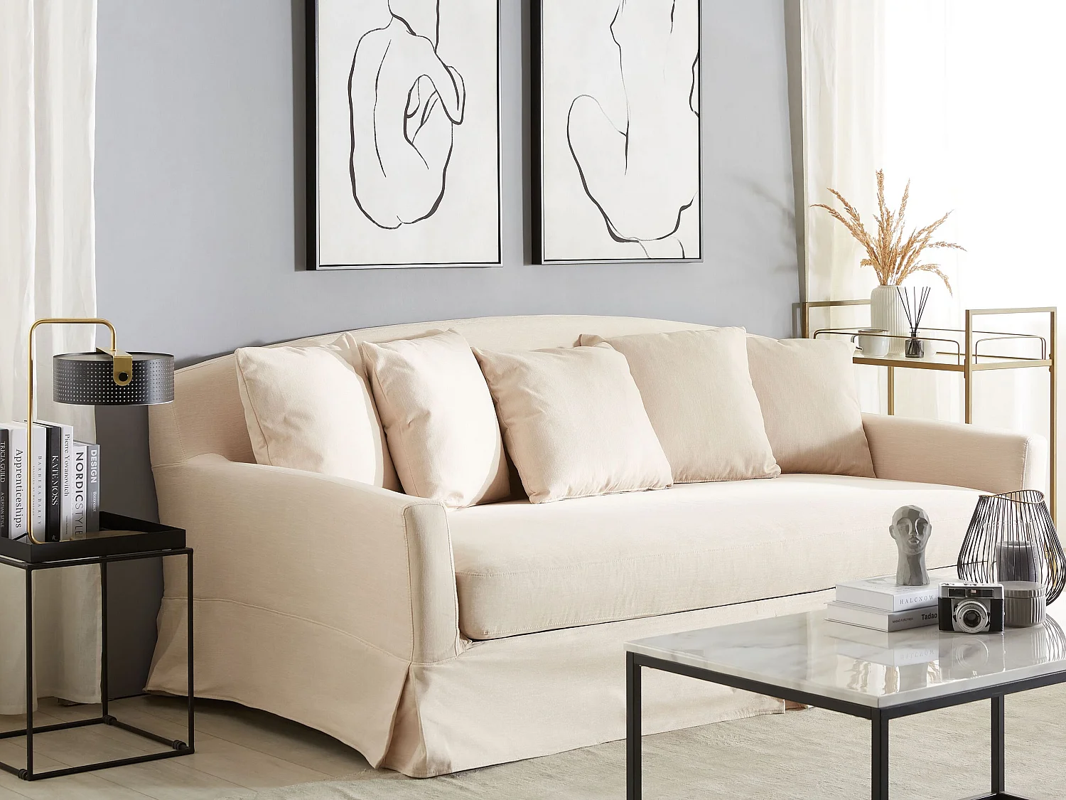 Abziehbarer Bezug für Sofa GILJA Polsterbezug beige