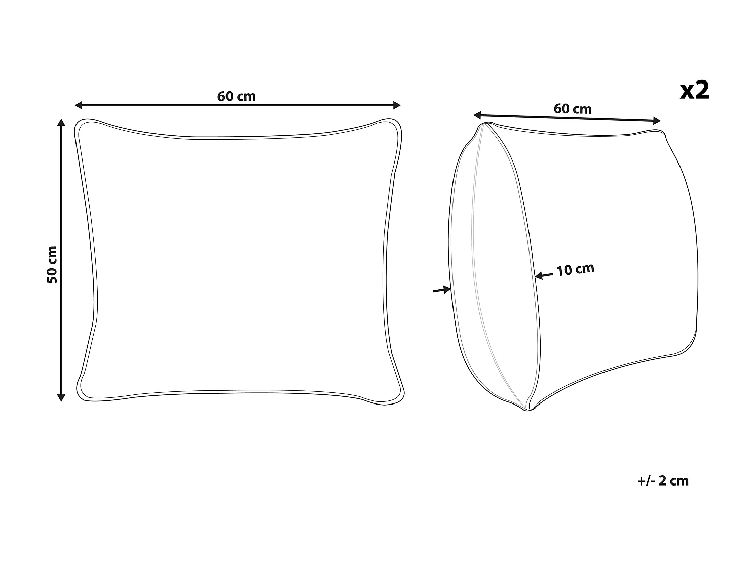 Set van 2 kussens VIHREN Laag 50 x 60 cm Wit