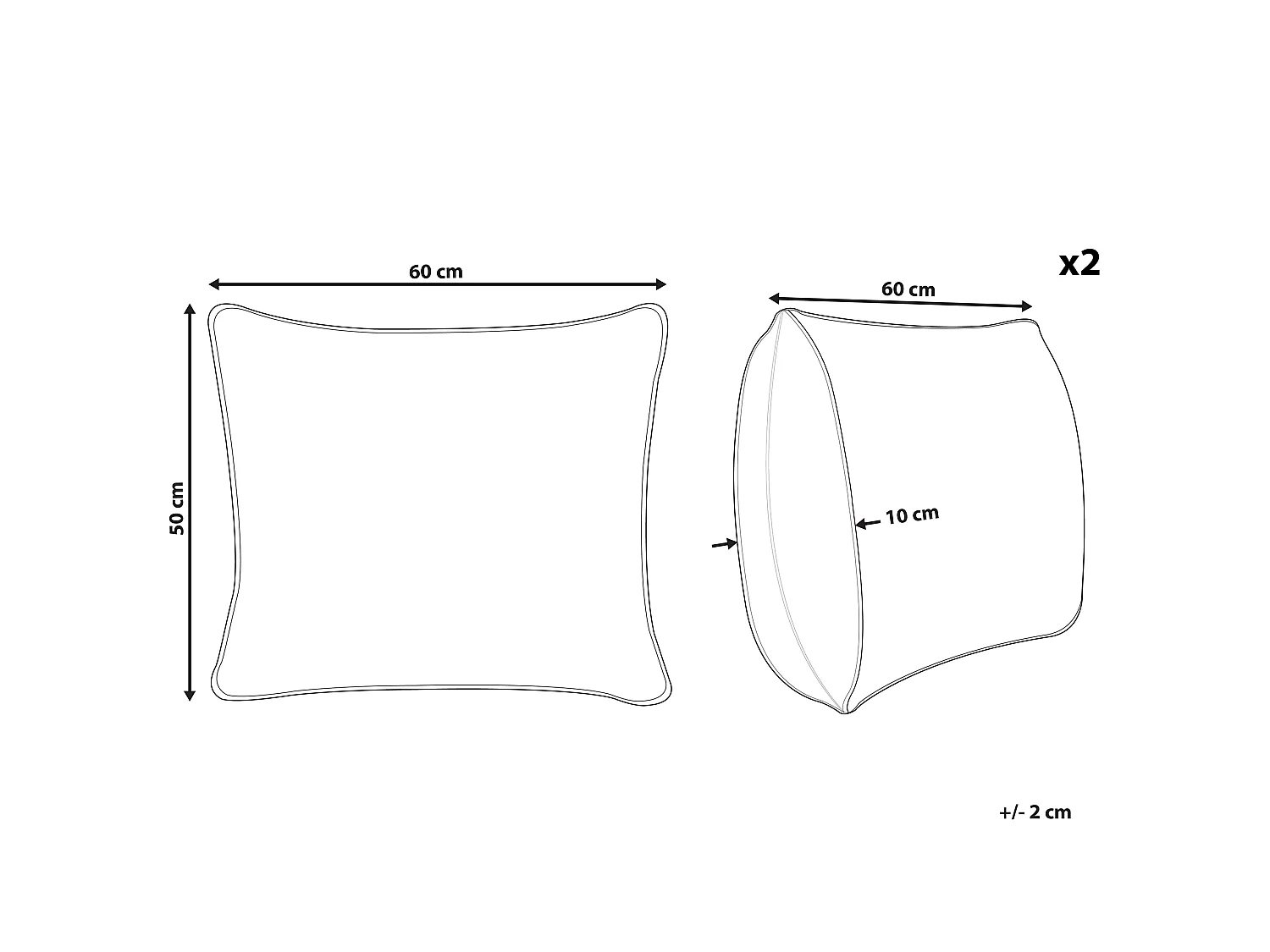 Conjunto de 2 almofadas VIHREN Baixa 50 x 60 cm Branco