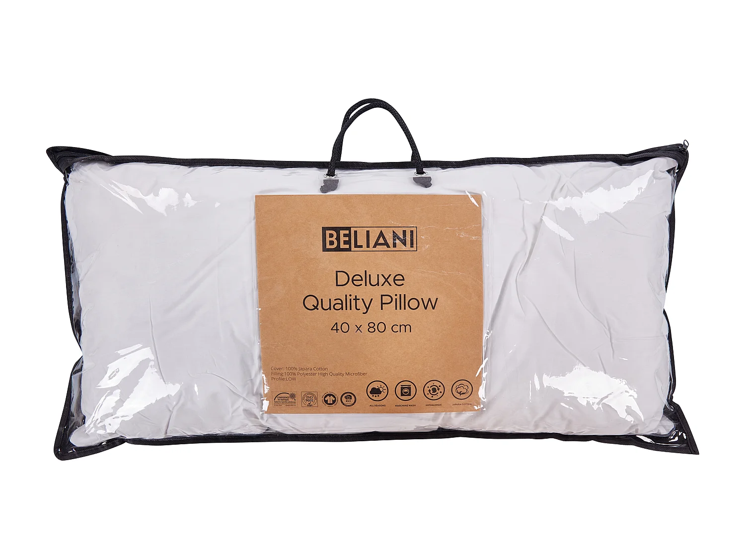 Lot de 2 oreillers PELISTER Bas Microfibre 40 x 80 cm Blanc