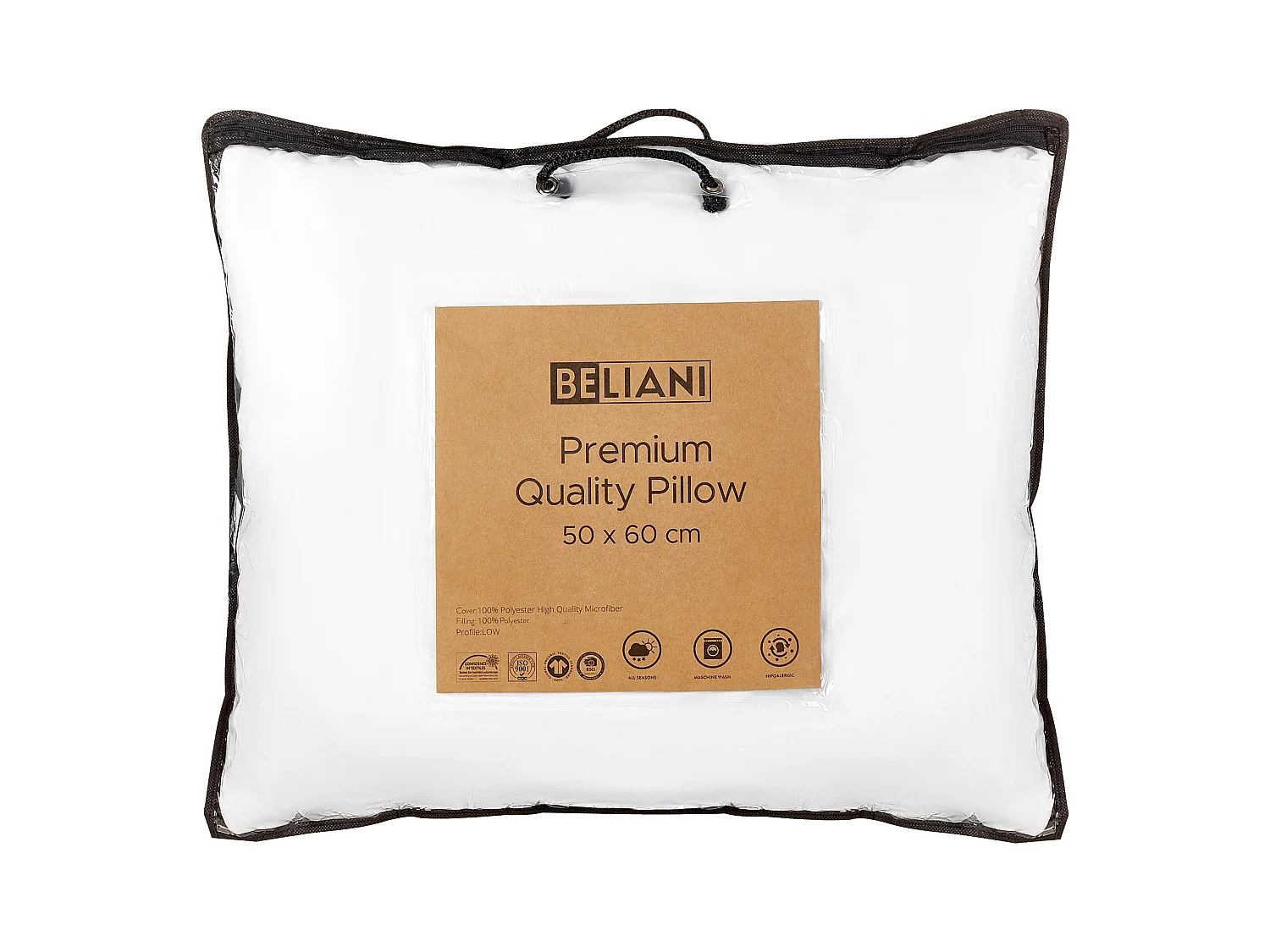Kopfkissen 2er Set 50x60 cm Mikrofaser weiß niedrig mit Polyester-Füllung Errigal
