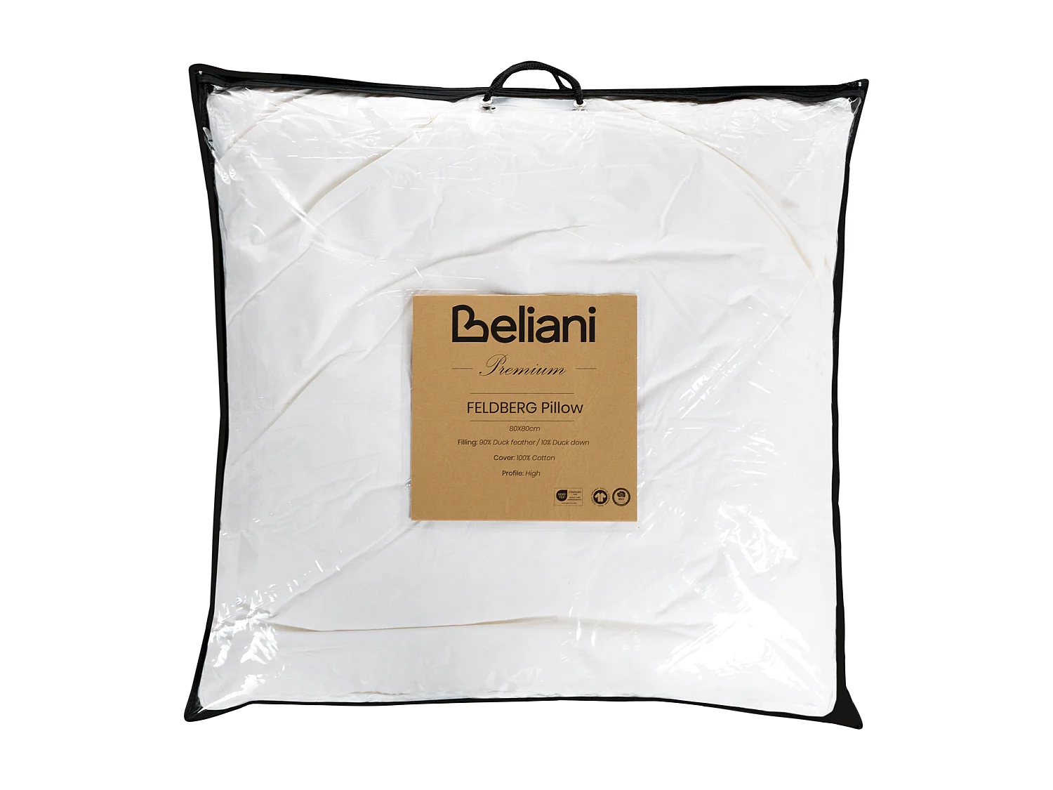 Set di 2 guanciali FELDBERG Alto Piuma e piumino d'anatra 80 x 80 cm Bianco