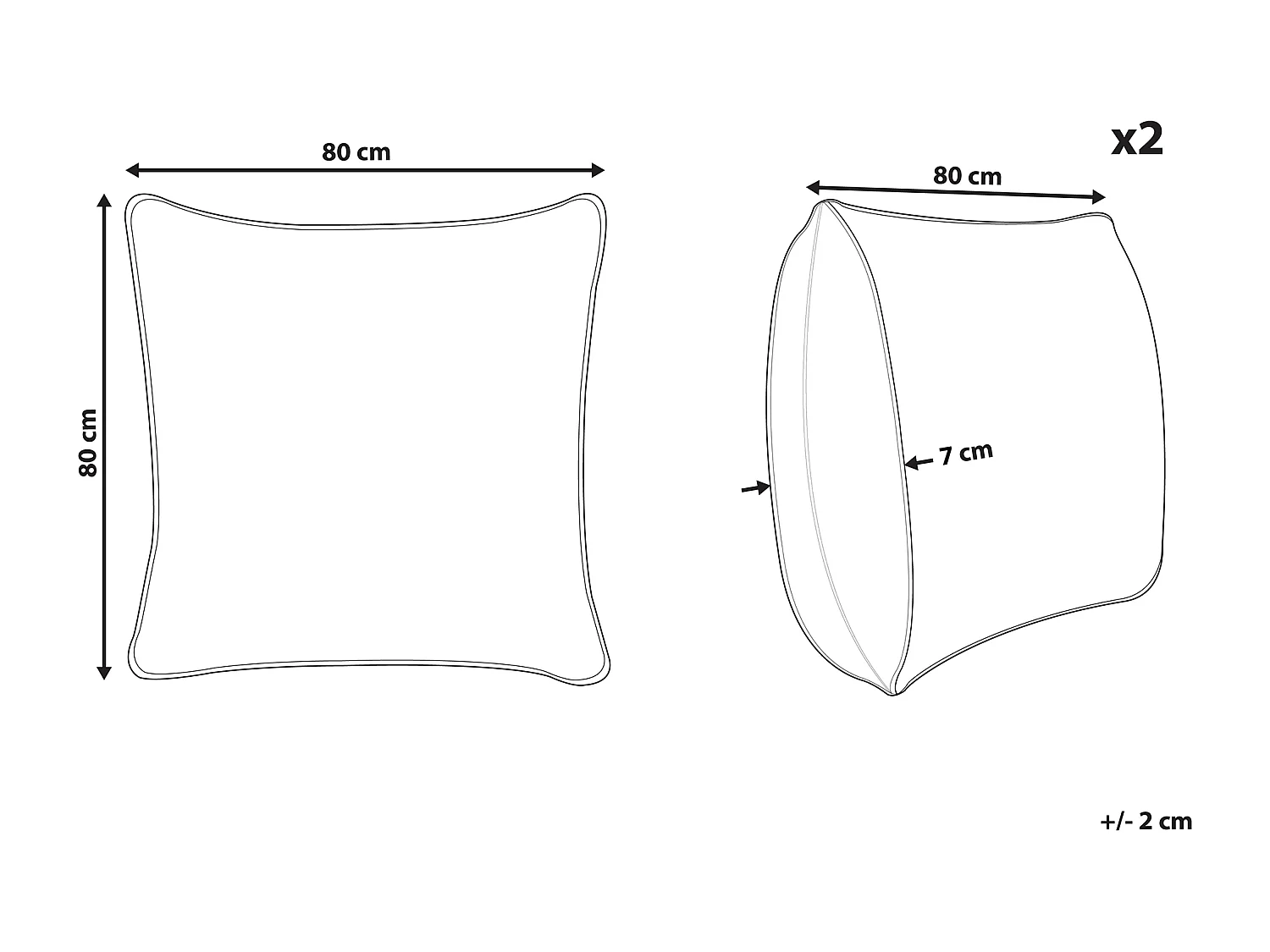 Lot de 2 oreillers PELISTER Bas Microfibre 80 x 80 cm Blanc