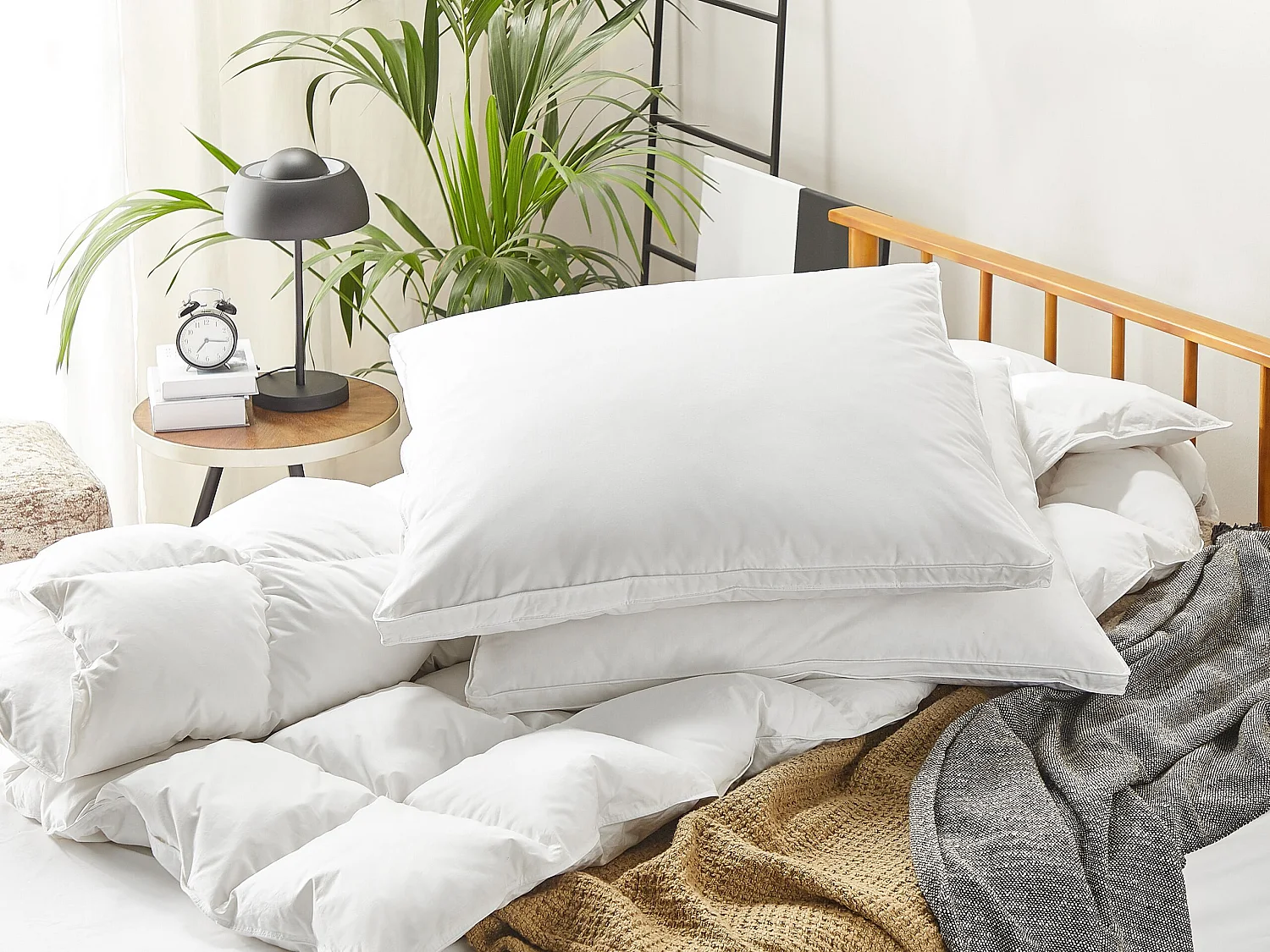 Set van 2 kussens VIHREN Laag Eendenveren en eendendons 80 x 80 cm Wit