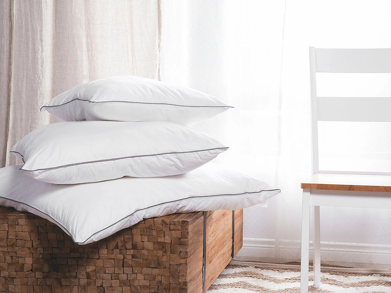 Lot de 2 oreillers PELISTER Bas Microfibre 50 x 60 cm Blanc