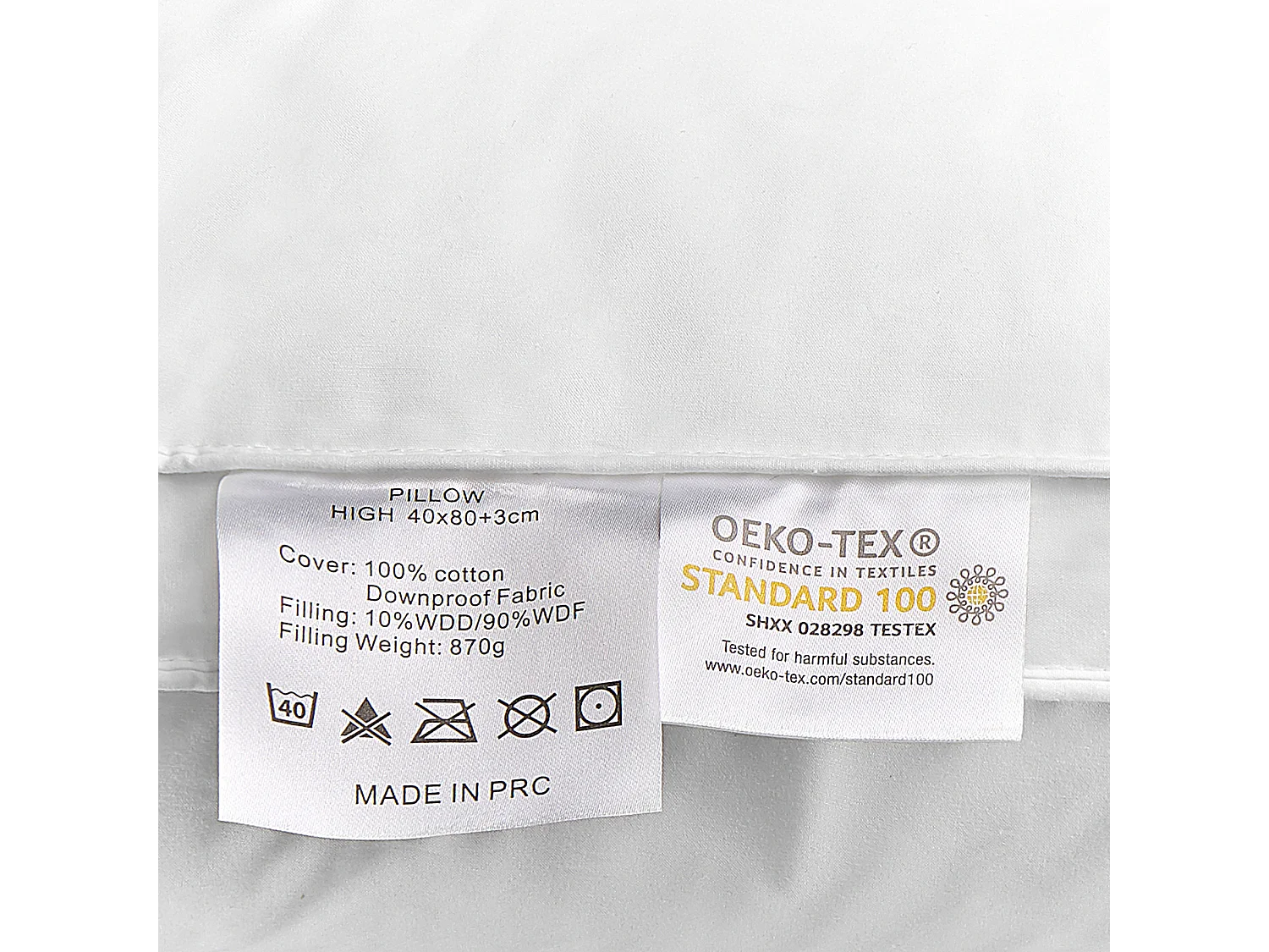 Hoofdkussen FELDBERG Hoog Eendenveren en eendendons 40 x 80 cm Wit