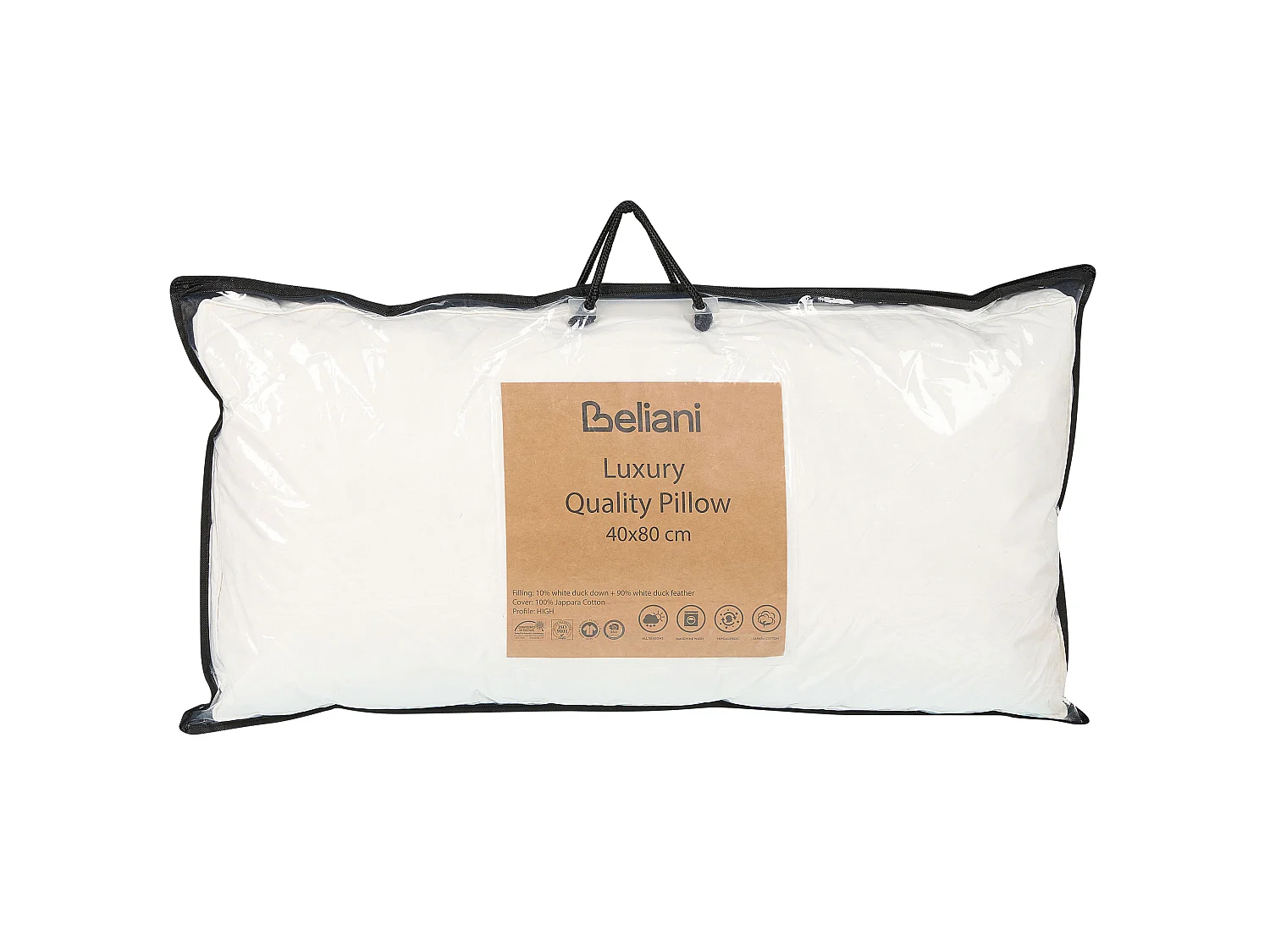 Kopfkissen FELDBERG Hoch Entenfederchen und daunen 40 x 80 cm Weiss