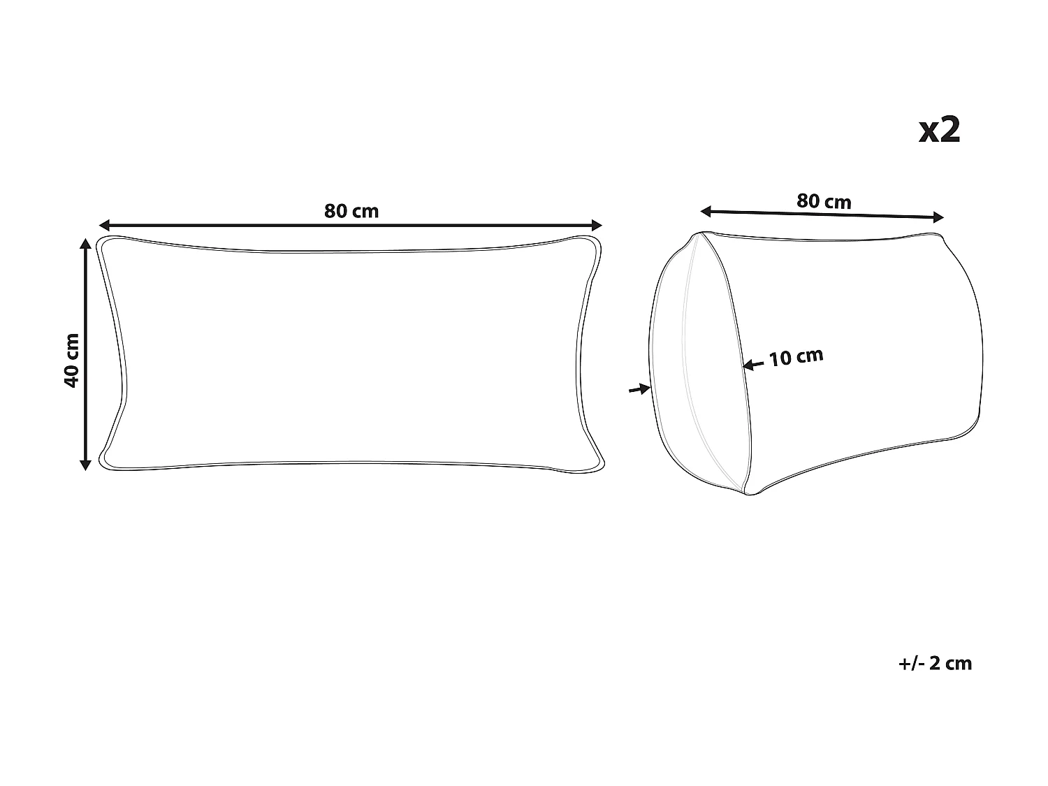 Lot de 2 oreillers FELDBERG Haut de plumes de canard 40 x 80 cm Blanc