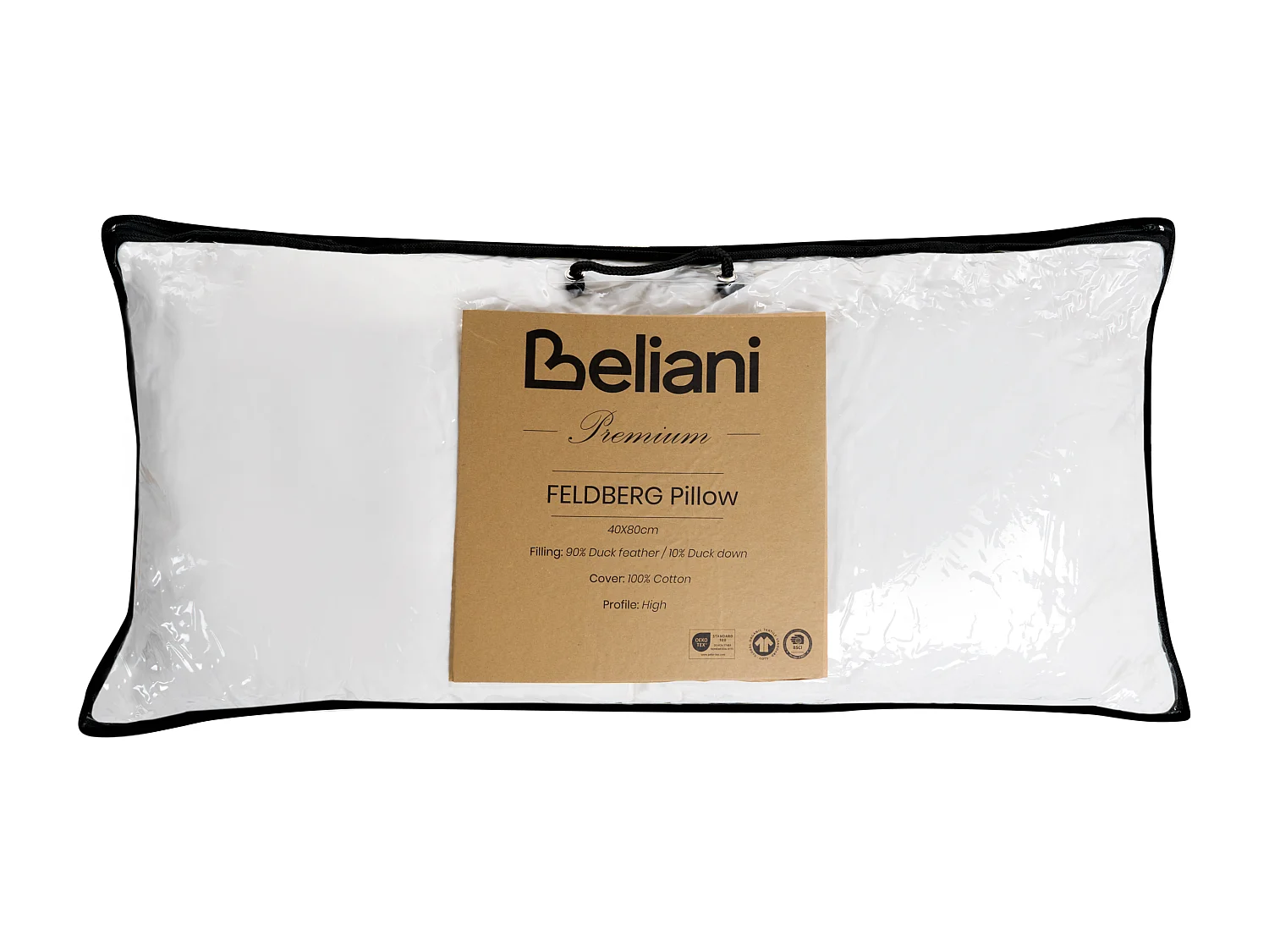 Lot de 2 oreillers FELDBERG Haut de plumes de canard 40 x 80 cm Blanc