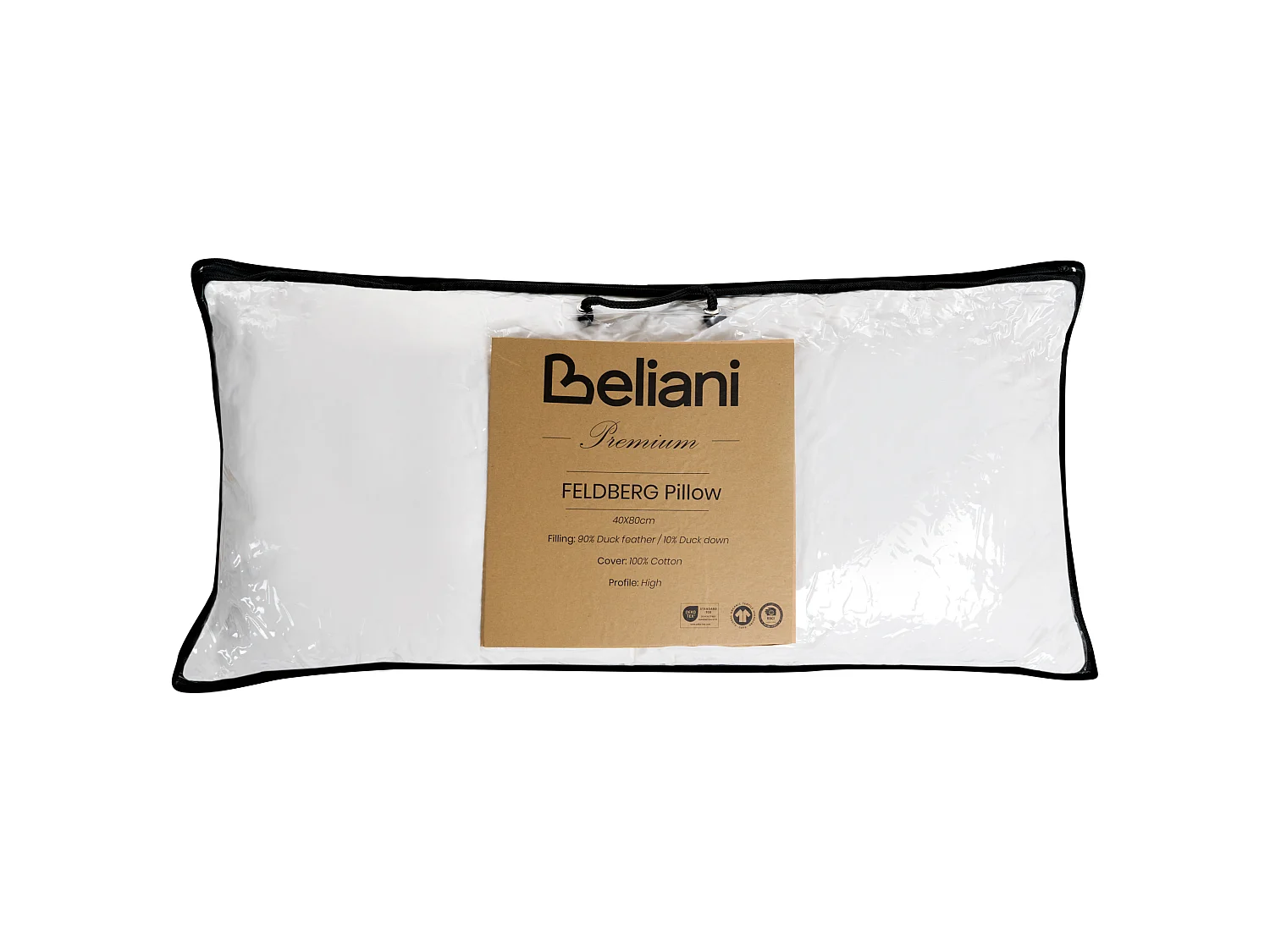 Conjunto de 2 almofadas FELDBERG Alta Penas e plumas de pato 40 x 80 cm Branco