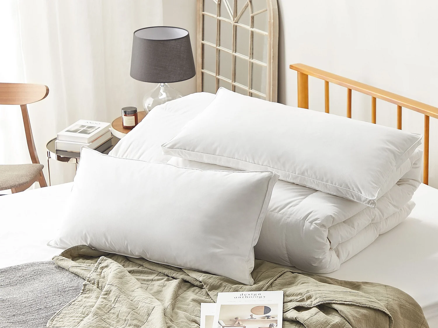 Conjunto de 2 almofadas VIHREN Baixa 40 x 80 cm Branco