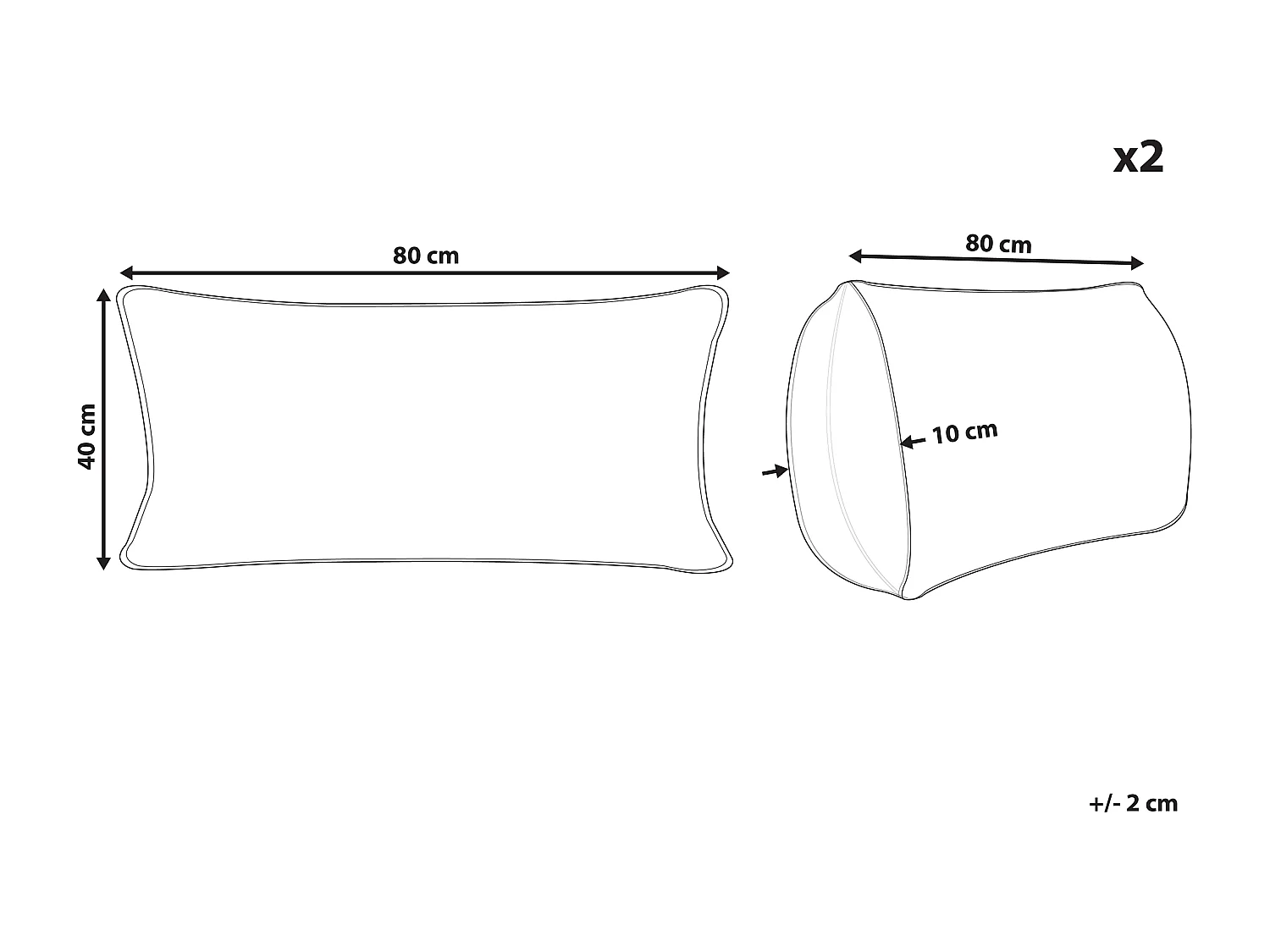 Conjunto de 2 almofadas VIHREN Baixa 40 x 80 cm Branco