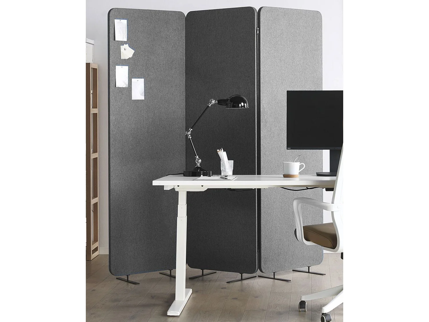 Séparation de pièce acoustique à 3 panneaux STANDI Gris 184 cm 184 cm