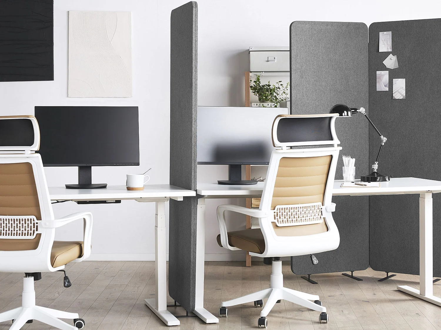 Séparation de pièce acoustique à 3 panneaux STANDI Gris 184 cm 184 cm