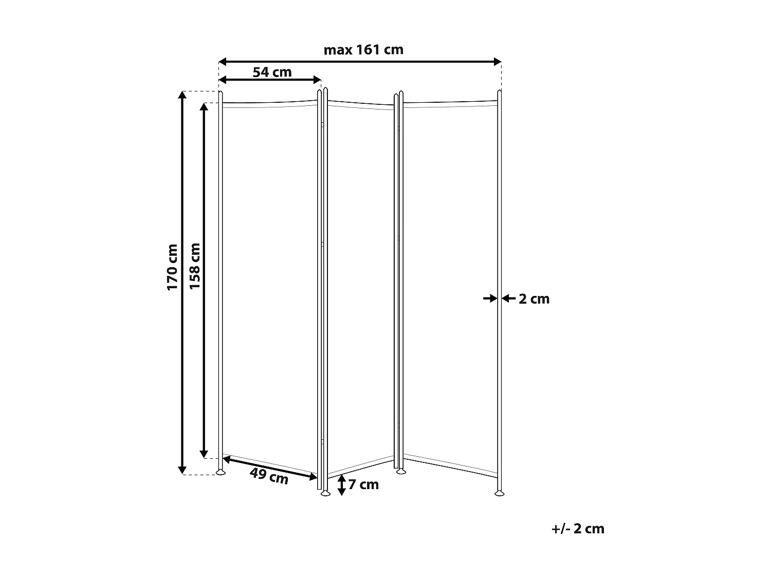 Roomdivider met 3 panelen NARNI Wit 161 cm 170 cm