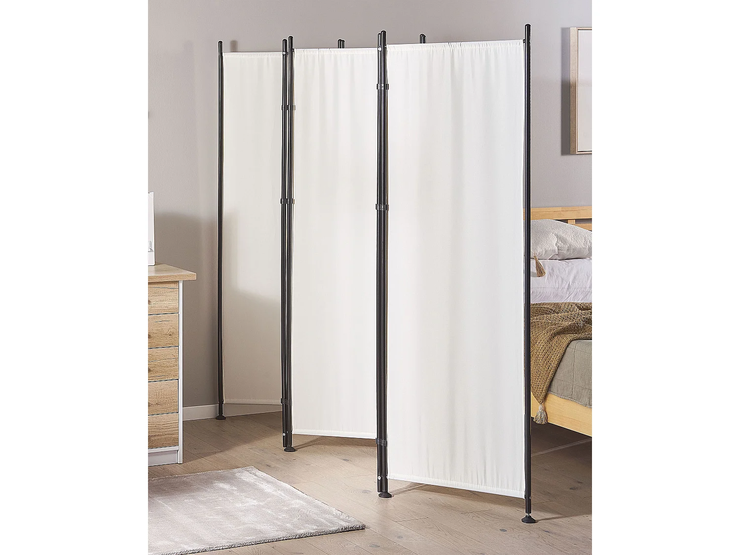 Paravent 5-teiliges 267 x 170 cm aus Polyester und Stahl weiß Narni