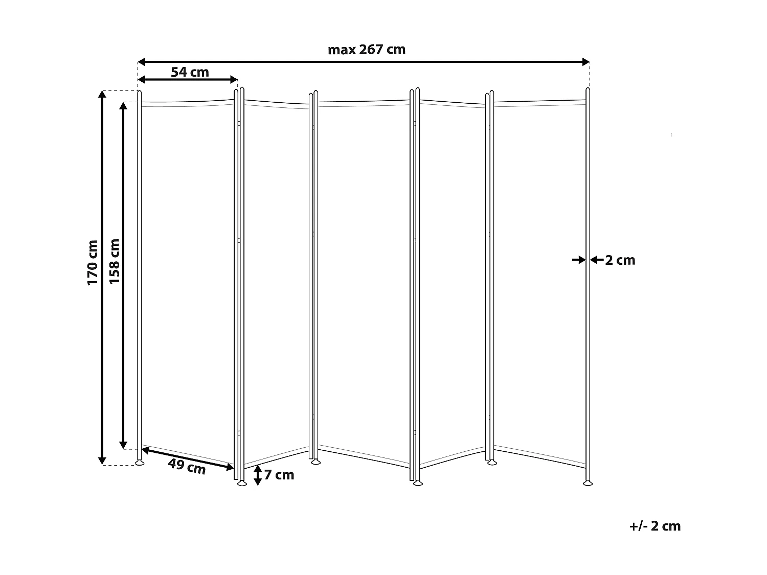 Séparateur de pièce à 5 panneaux NARNI Blanc 267 cm 170 cm