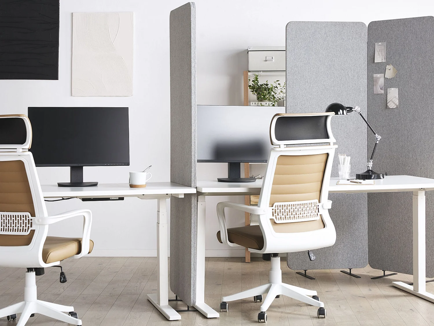 Séparation de pièce acoustique à 3 panneaux STANDI Gris clair 184 cm 184 cm