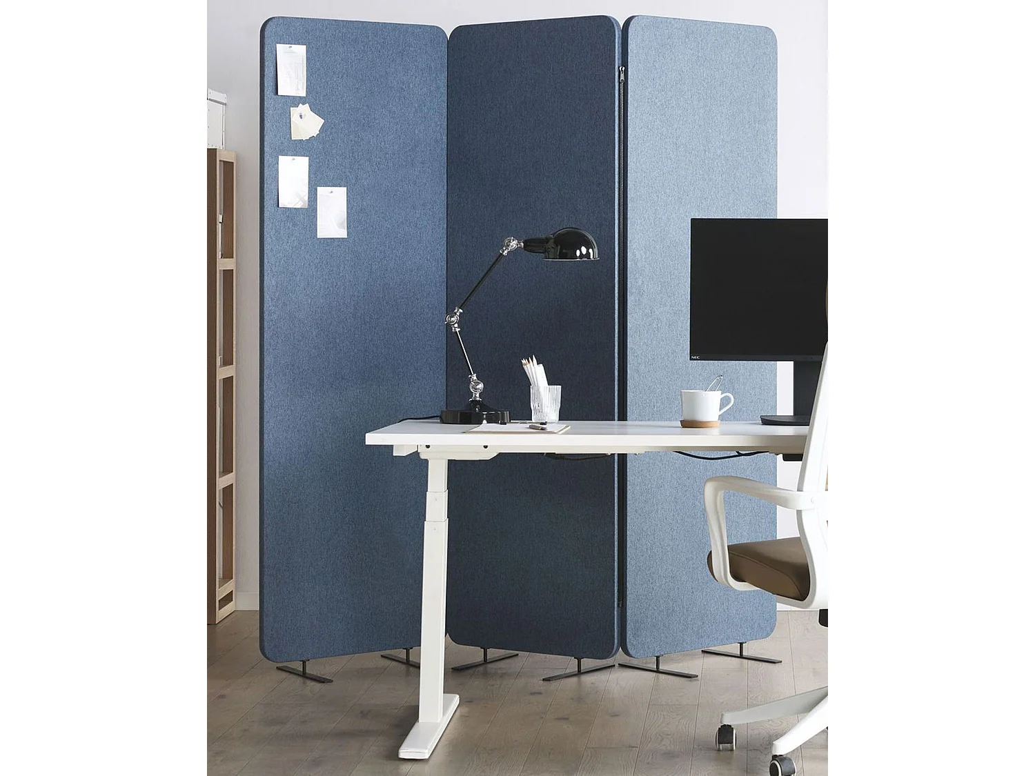 Séparation de pièce acoustique à 3 panneaux STANDI Bleu 184 cm 184 cm