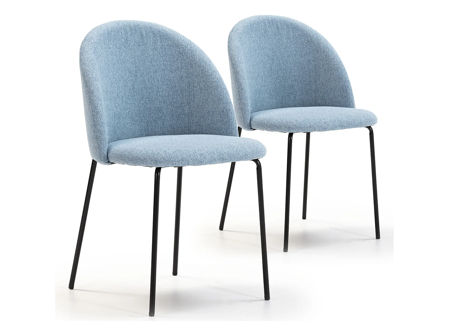 Pack 2 chaises Salle à Manger tapissées Kenia Bleu, 43 cm x 47cm x 78,5 cm