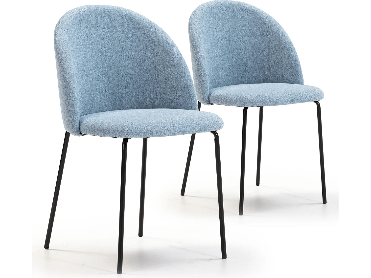 Pack 2 chaises Salle à Manger tapissées Kenia Bleu, 43 cm x 47cm x 78,5 cm