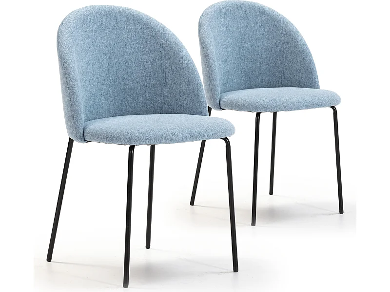 Pack 2 chaises Salle à Manger tapissées Kenia Bleu, 43 cm x 47cm x 78,5 cm
