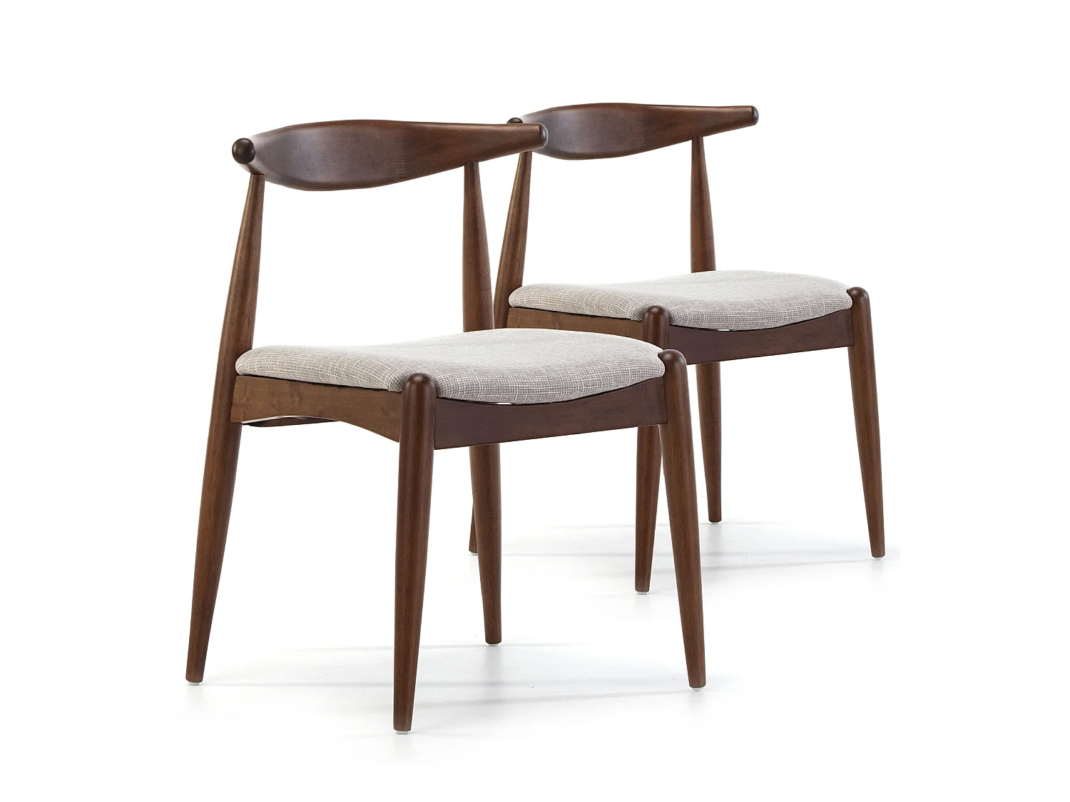 Pack 2 chaises Corzo, Couleur Noyer, Bois Massif, 52,5 cm x 50 cm x 74.5 cm