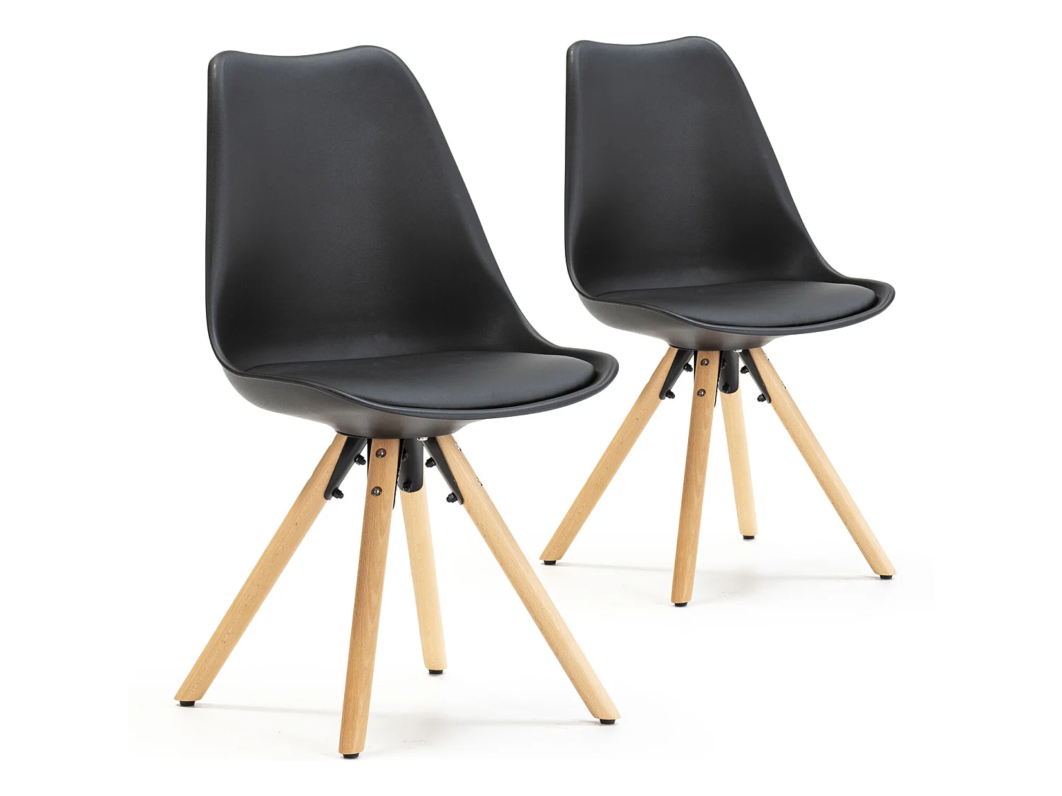 Set de 2 chaises Salle à Manger Jeff Style Nordique Noir, 54 cm x 49 cm x 84 cm