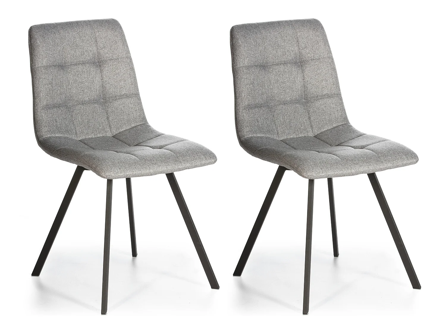 Set de 2 chaises Salle à Manger Mila Tapissées Gris Claires, 58 cm x 45 cm x 90 cm