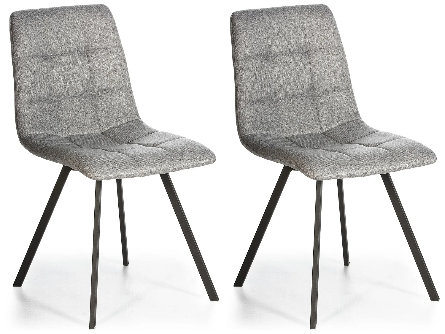 Set de 2 chaises Salle à Manger Mila Tapissées Gris Claires, 58 cm x 45 cm x 90 cm