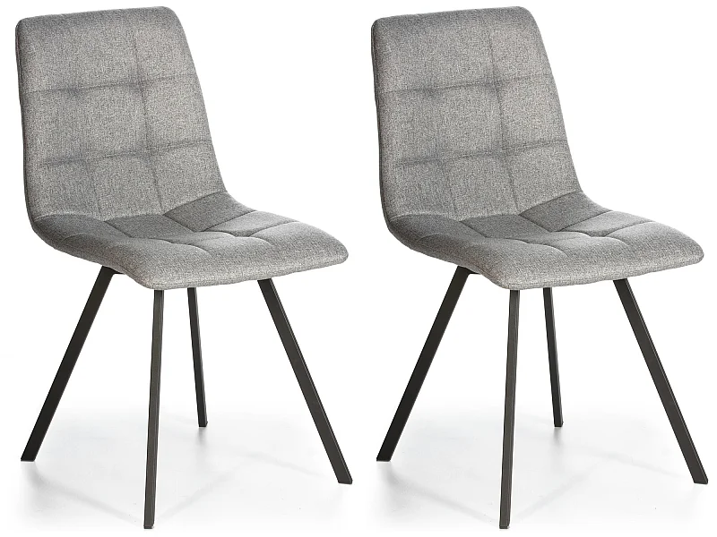 Set de 2 chaises Salle à Manger Mila Tapissées Gris Claires, 58 cm x 45 cm x 90 cm