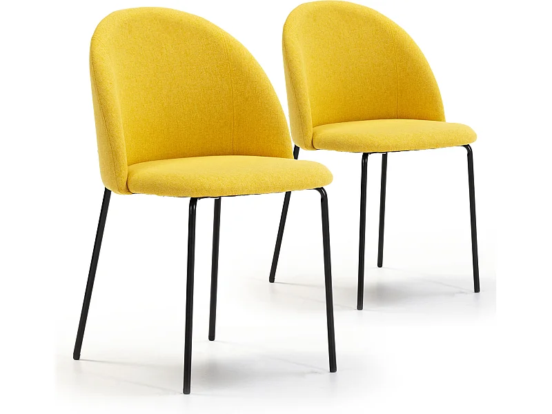 Set di 2 sedie da pranzo Kenia imbottite senape, 43 x 47 x 78,5 cm