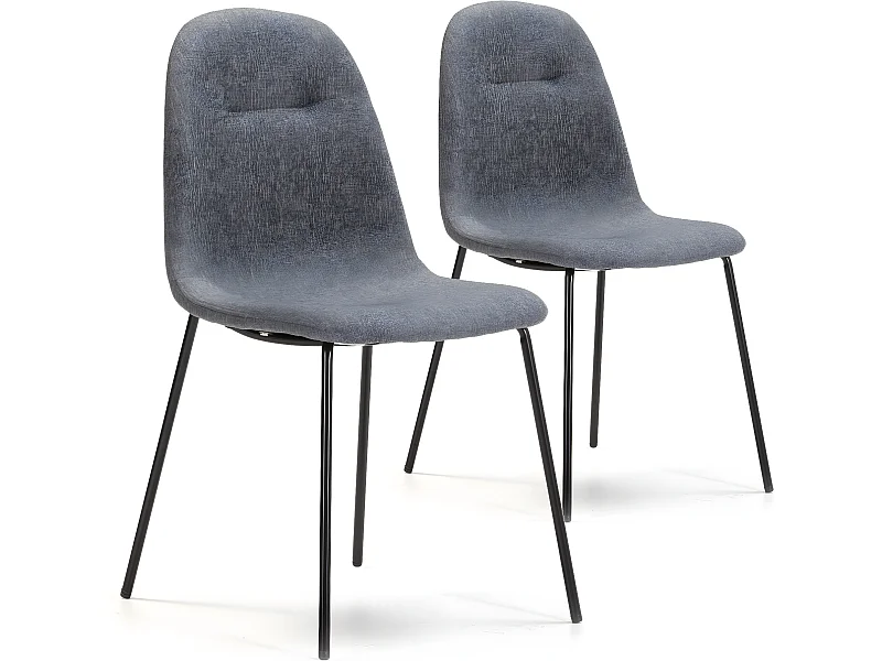 Pack 2 chaises Salle à Manger Brenda tapissées Gris, 44 cm x 54 cm x 85 cm
