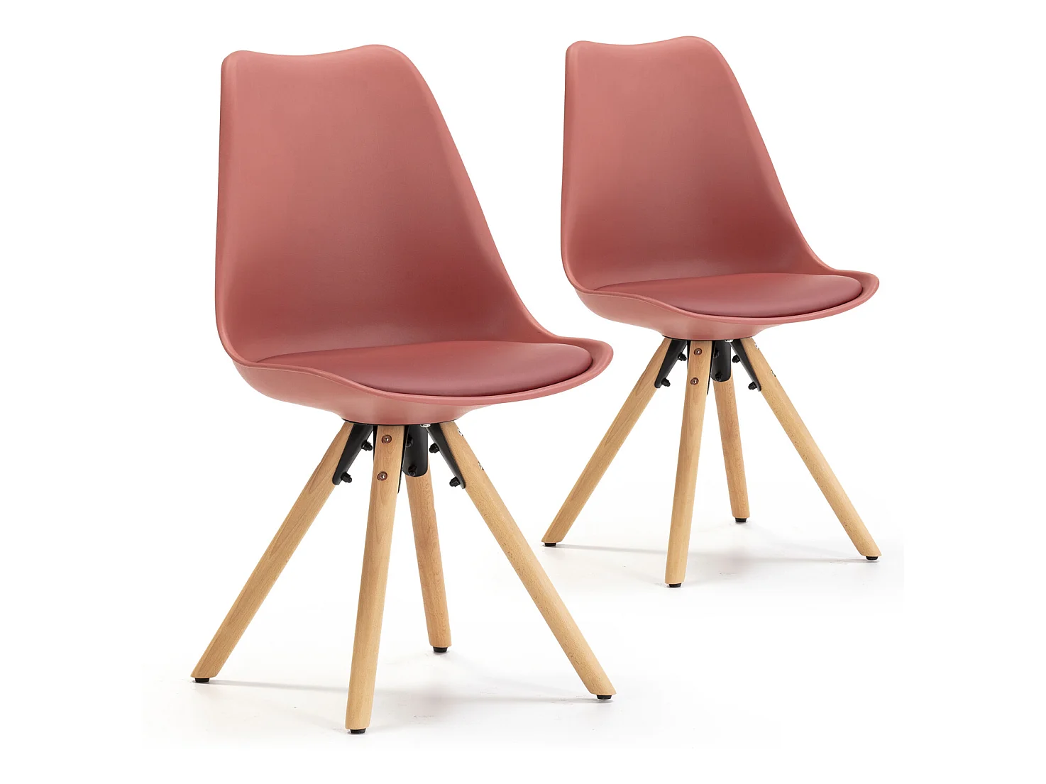 Set de 2 chaises Salle à Manger Jeff Style Nordique Rouge, 54 cm x 49 cm x 84 cm