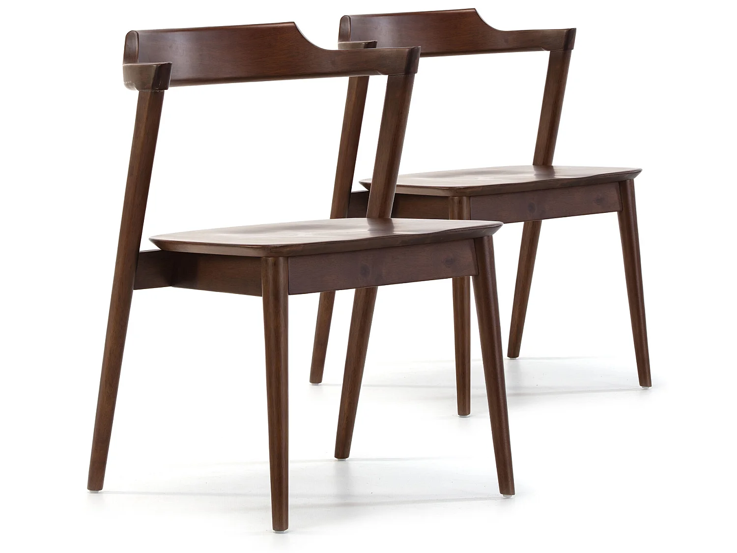 Pack 2 sedie Venus color noce, legno massello, 58 x 57,5 ​​x 76 cm