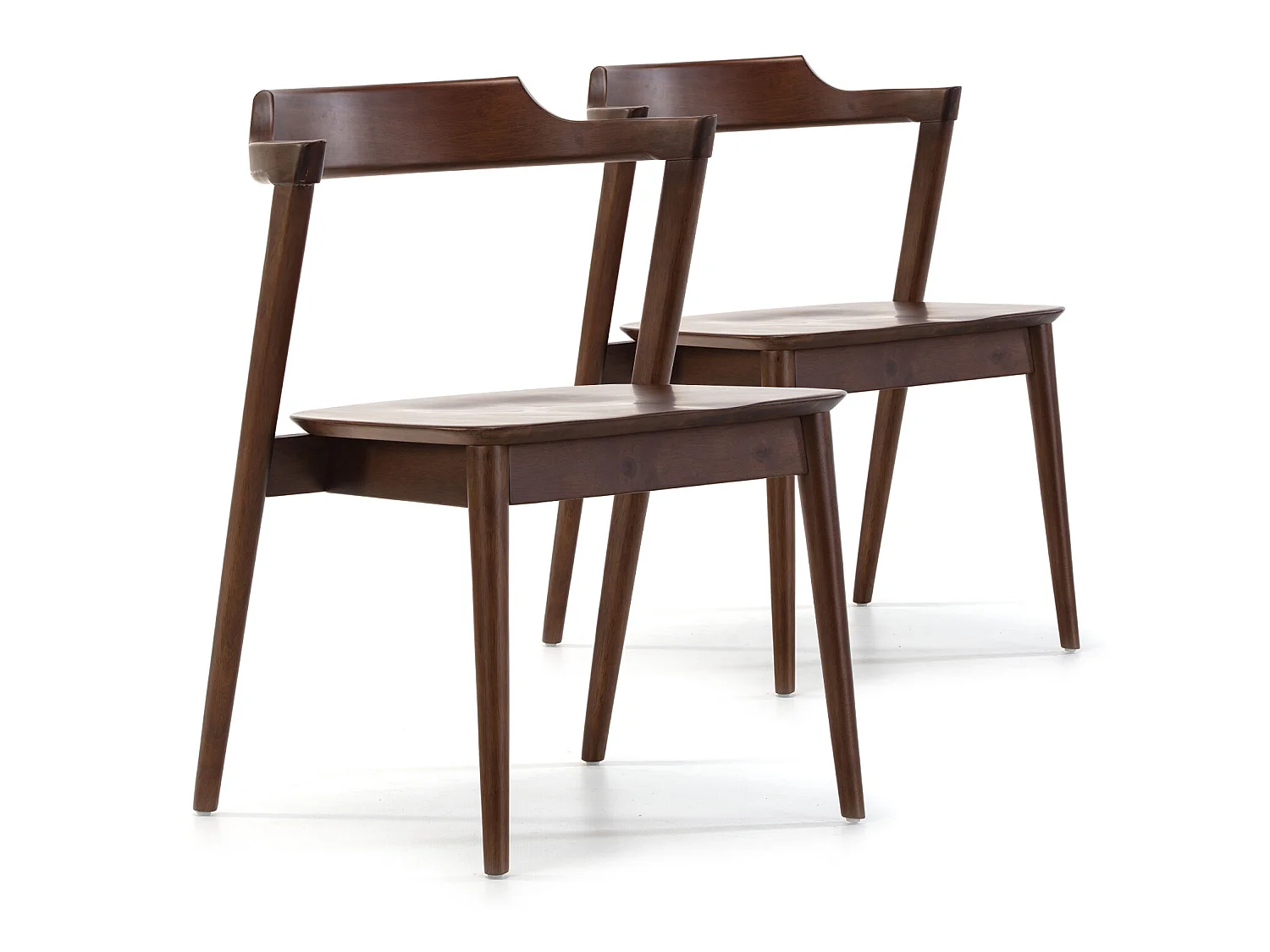 Pack 2 chaises Venus, Couleur Noyer, Bois Massif, 58 cm x 57,5 cm x 76 cm