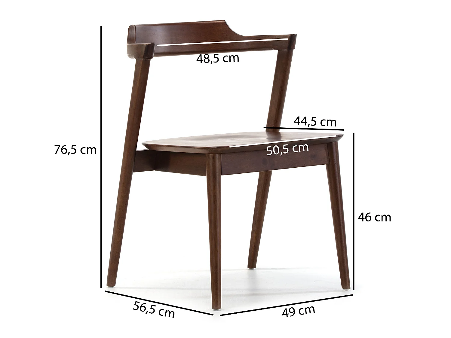 Pack 2 chaises Venus, Couleur Noyer, Bois Massif, 58 cm x 57,5 cm x 76 cm