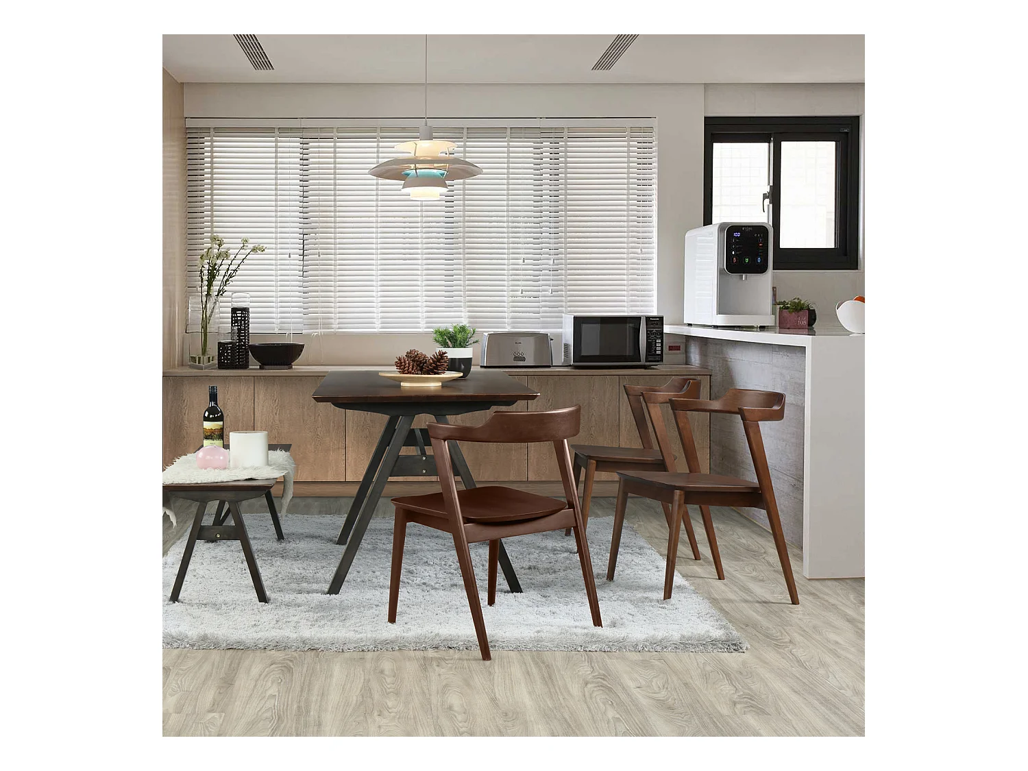 Pack 2 chaises Venus, Couleur Noyer, Bois Massif, 58 cm x 57,5 cm x 76 cm